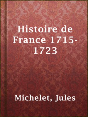 Histoire de France 1715-1723 - ebook